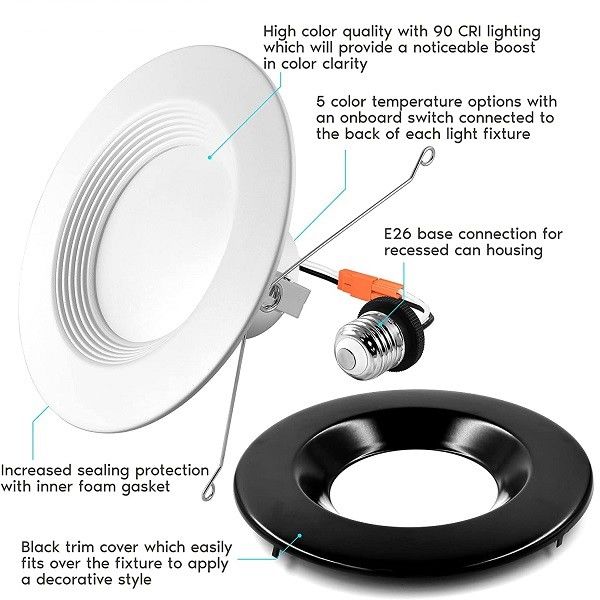 Dimming Ceiling Black LED Flush Mount Light 14 Watt 5 Inch 120V  Flicker Free